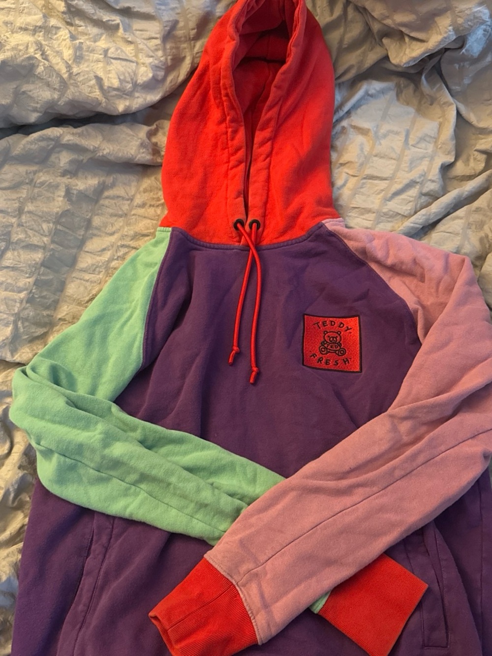 Teddy Fresh Colorblock Hoodie - Purple/Mint/Light Pink/Red